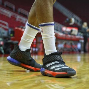 James Harden with the #KicksOnCourt debut of the adidas Harden B/E 3.
 @houstonr...